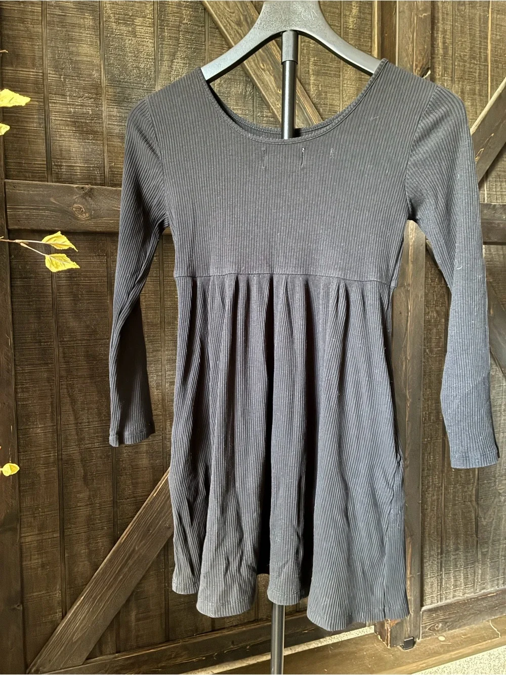 Old Navy Black Ribbed Long Sleeve Dress Top